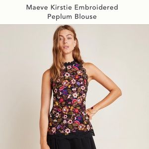 Maeve Kirstie Embroidered Peplum Blouse